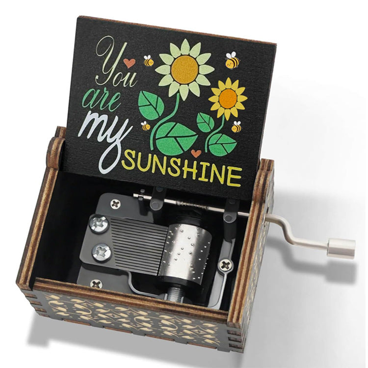 Wooden Hand-Cranked You Are My Sunshine Music Box