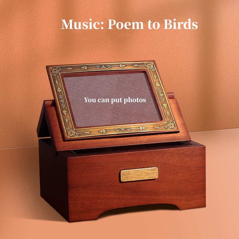 Customizable and printable photos wooden music box as a gift for wedding anniversaries and birthdays