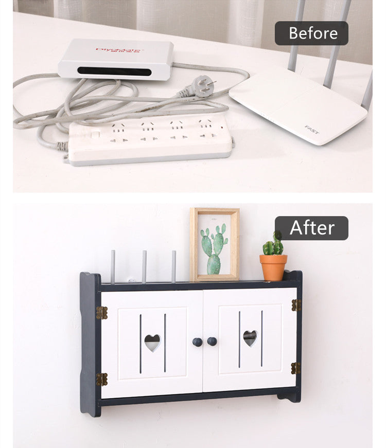 Solid Wood WIFI Router Storage Box,Wall Mounted Floating TV Shelf,No assembly required router hider box ,Network Set-top Box Router Stand