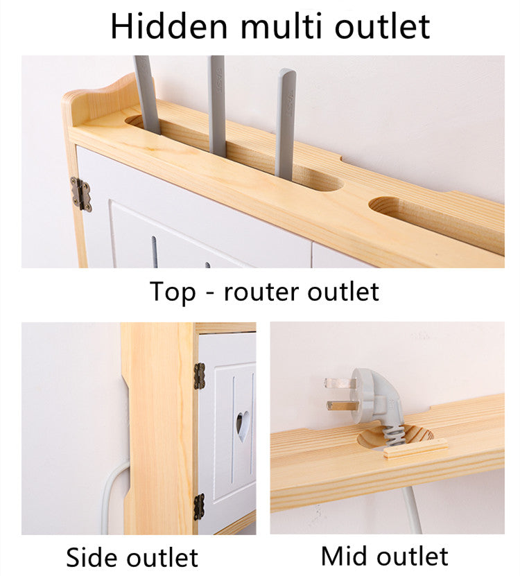 Solid Wood WIFI Router Storage Box,Wall Mounted Floating TV Shelf,No assembly required router hider box ,Network Set-top Box Router Stand