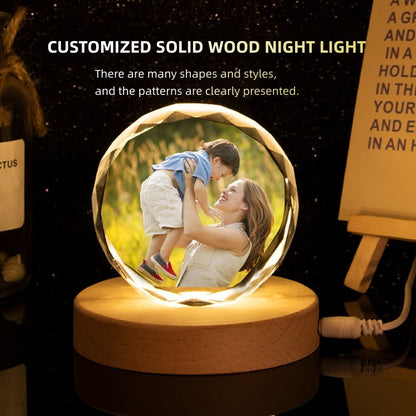 Custom Crystal Photo Night Light - Personalized Pet/People LED Lamp, Memorial Keepsake Gift for Women Men, Birthday Anniversary Gift