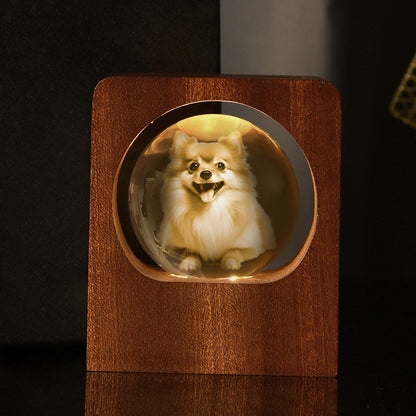 Custom 3D Photo Crystal Ball Ambient Light - Touching Pet Souvenir & Unique Desk Decor