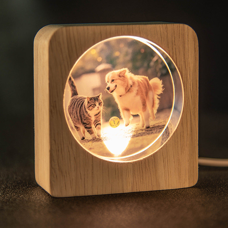 Custom 3D Photo Crystal Ball Ambient Light - Touching Pet Souvenir & Unique Desk Decor