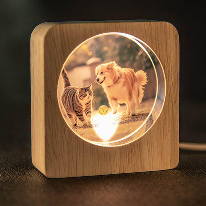 Custom 3D Photo Crystal Ball Ambient Light - Touching Pet Souvenir & Unique Desk Decor
