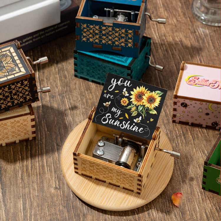 Wooden Hand-Cranked You Are My Sunshine Music Box