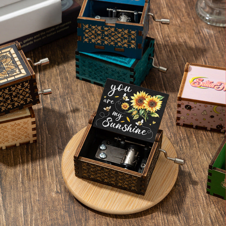 Wooden Hand-Cranked You Are My Sunshine Music Box