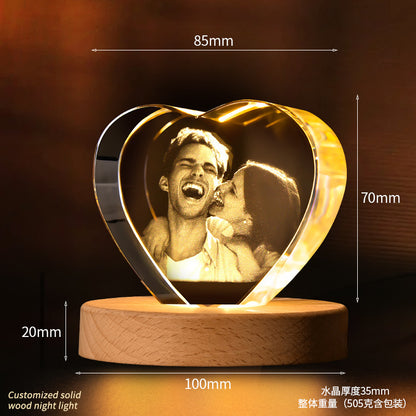 Personalized crystal photo night light brightens up your treasured memories
