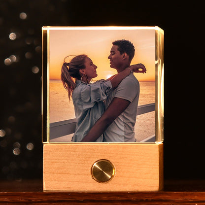 Personalized crystal photo night light brightens up your treasured memories