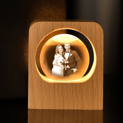 Personalized crystal photo night light brightens up your treasured memories
