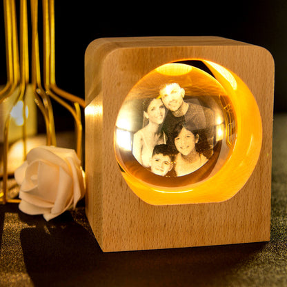 Personalized crystal photo night light brightens up your treasured memories