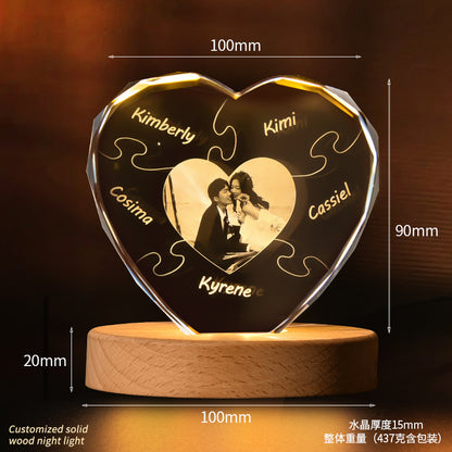 Personalized crystal photo night light brightens up your treasured memories