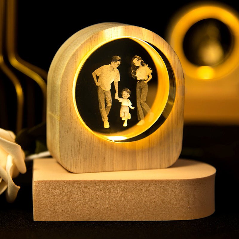 Personalized crystal photo night light brightens up your treasured memories