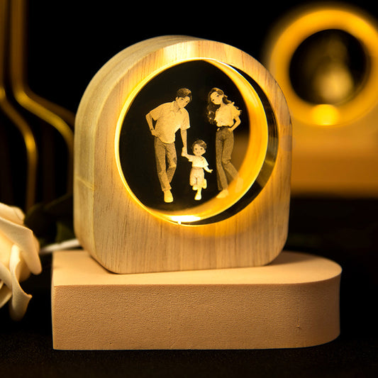 Personalized crystal photo night light brightens up your treasured memories