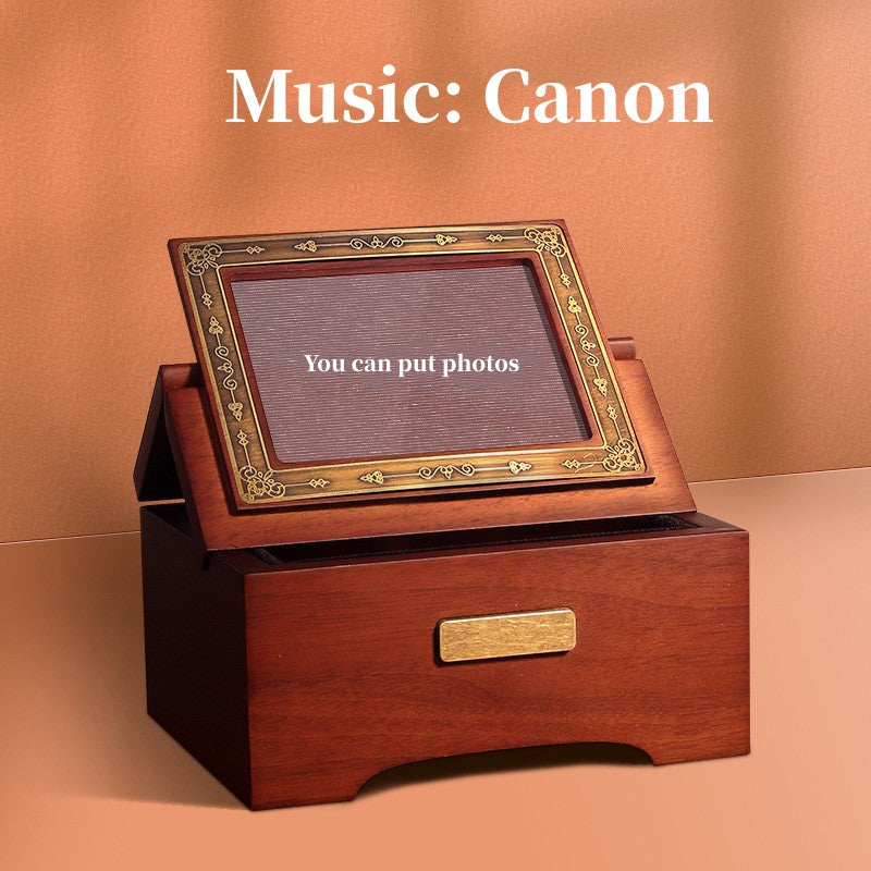 Customizable and printable photos  wooden music box as a gift for wedding anniversaries and birthdays