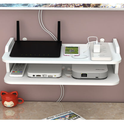 Floating TV Shelf wall stand,White easy-to-install router storage box, for cable box/Xbox one/DVD players