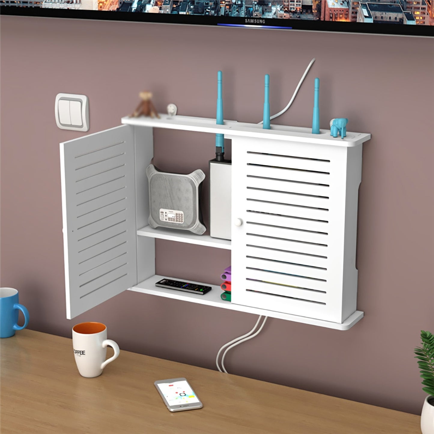 WiFi Storage Box Wall Mount WiFi Router Storage Box Router Modem Wall Mount
