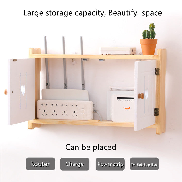 Solid Wood WIFI Router Storage Box,Wall Mounted Floating TV Shelf,No assembly required router hider box ，Network Set-top Box Router Stand