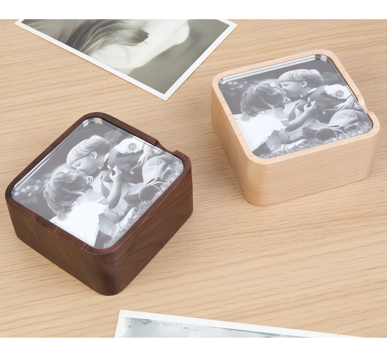 Music box with gravity sensing wood print photo frame Creative birthday gift for your lover/child/friend