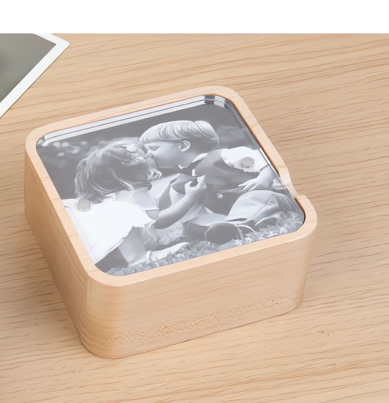 Music box with gravity sensing wood print photo frame Creative birthday gift for your lover/child/friend