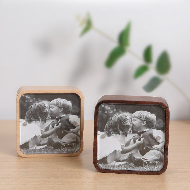 Music box with gravity sensing wood print photo frame Creative birthday gift for your lover/child/friend