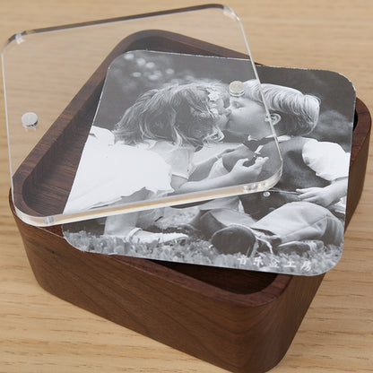 Music box with gravity sensing wood print photo frame Creative birthday gift for your lover/child/friend