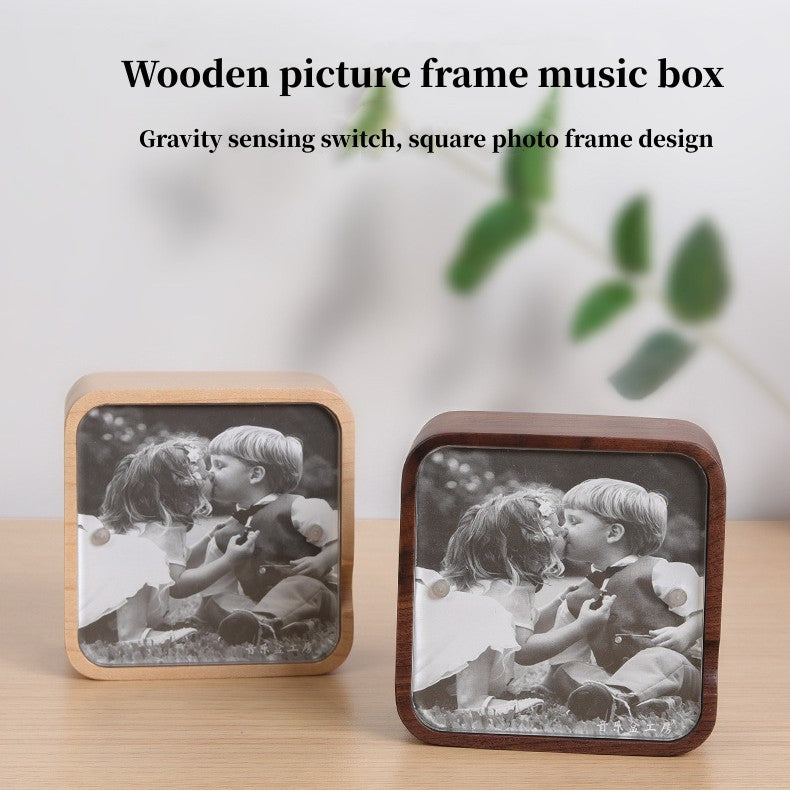 Music box with gravity sensing wood print photo frame Creative birthday gift for your lover/child/friend