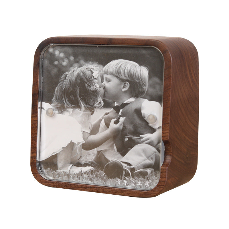 Music box with gravity sensing wood print photo frame Creative birthday gift for your lover/child/friend